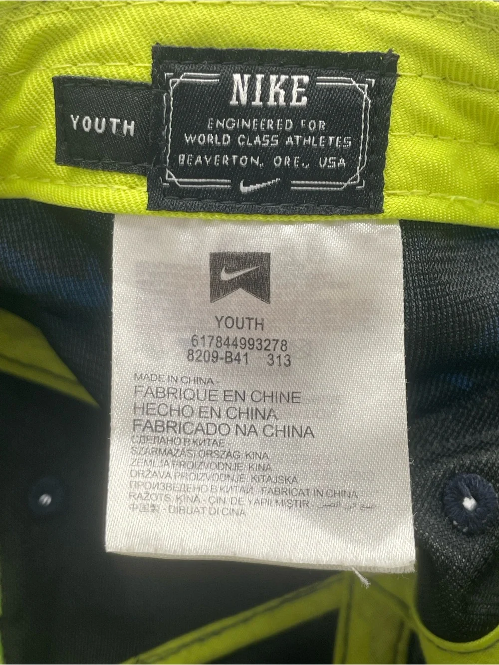 Nike Boy Hat Baseball Cap Snapback Blue Green Camo Skater Retro